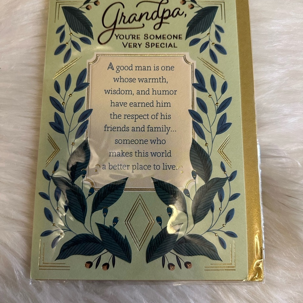 🩵5/$8 Grandpa Greeting Card with Blue Leaf Design